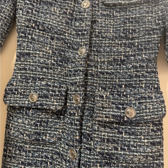 Maje Make Front Classic Preppy Rollye Knit Blue Dress Tweed Size 34 - Picture 8 of 9